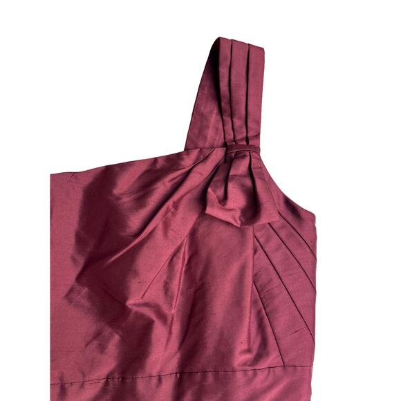 J.Crew Burgundy One-Shoulder Bow Silk Cocktail Party Dress | Sz 12 NEW | 02955 - Picture 4 of 14
